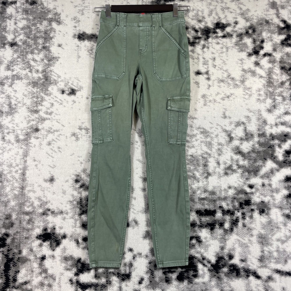 Spanx Stretch Twill Ankle Cargo Pants Womens Size PS Green Skater Casual